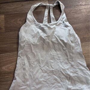 bebe Light Gray Striped Racerback Tank Top